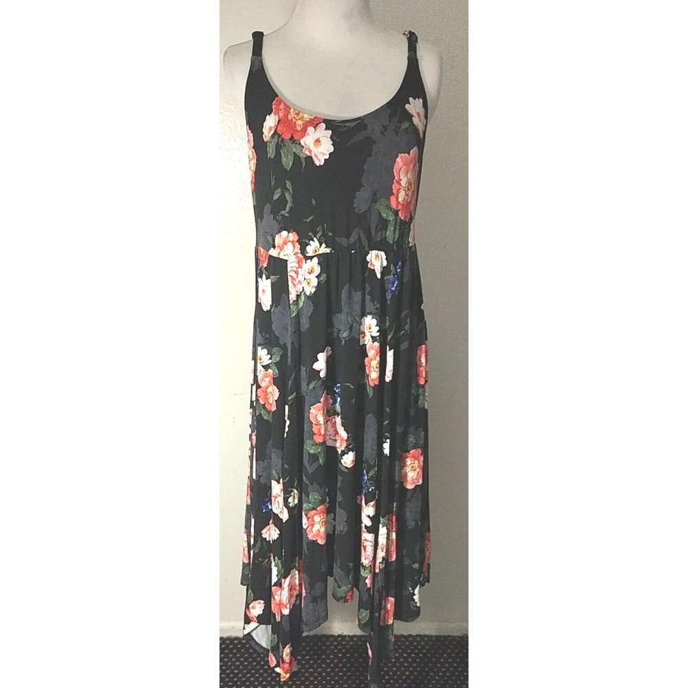 Women's Torrid Dress Super Soft Knits Black Floral Sleeveless Plus Size 1